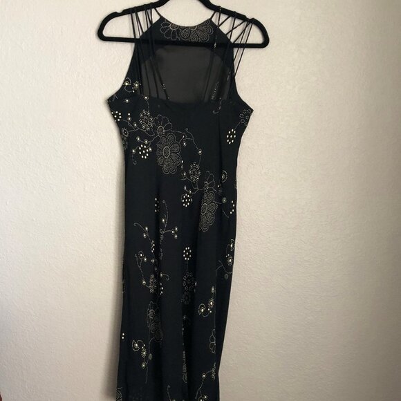 Evan Picone Size 10 Black Strappy Open Back Bodycon Cocktail Dress - Picture 4 of 10